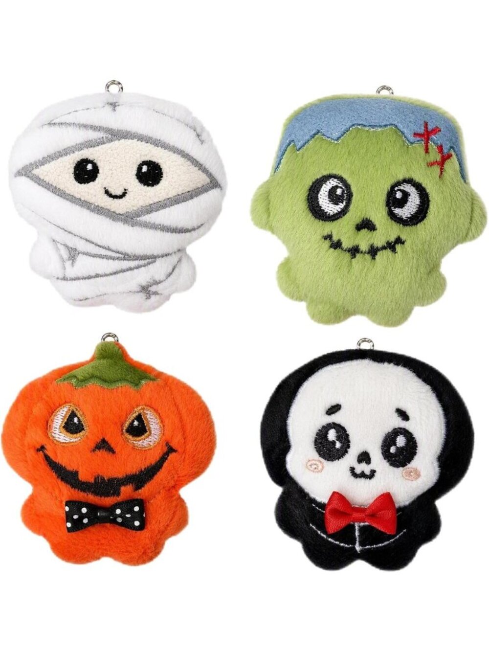 Cute Halloween Plush Keychain Set - 4 Soft Mini Dolls for Bag Charms & Party